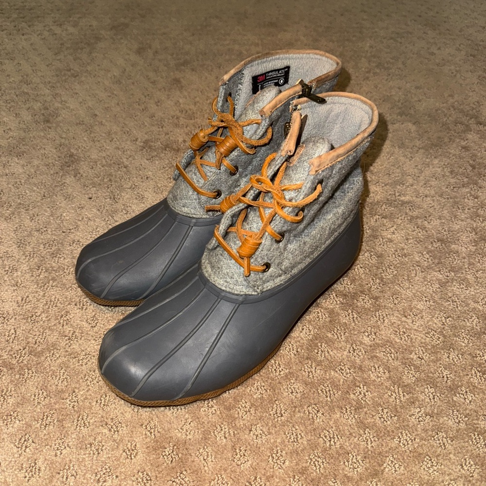 Sperry Gray and Tan Winter Boots